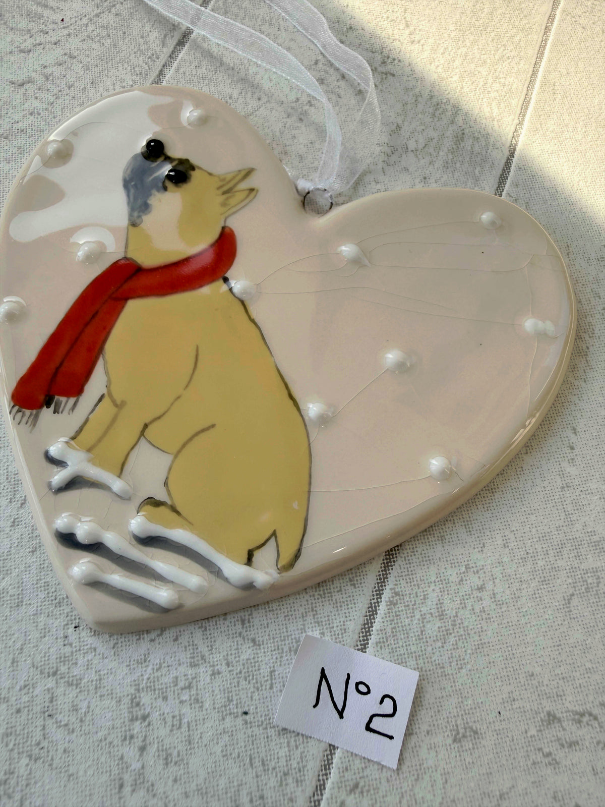 French Bulldog Fawn Hand Painted Ceramic Heart Super Seconds