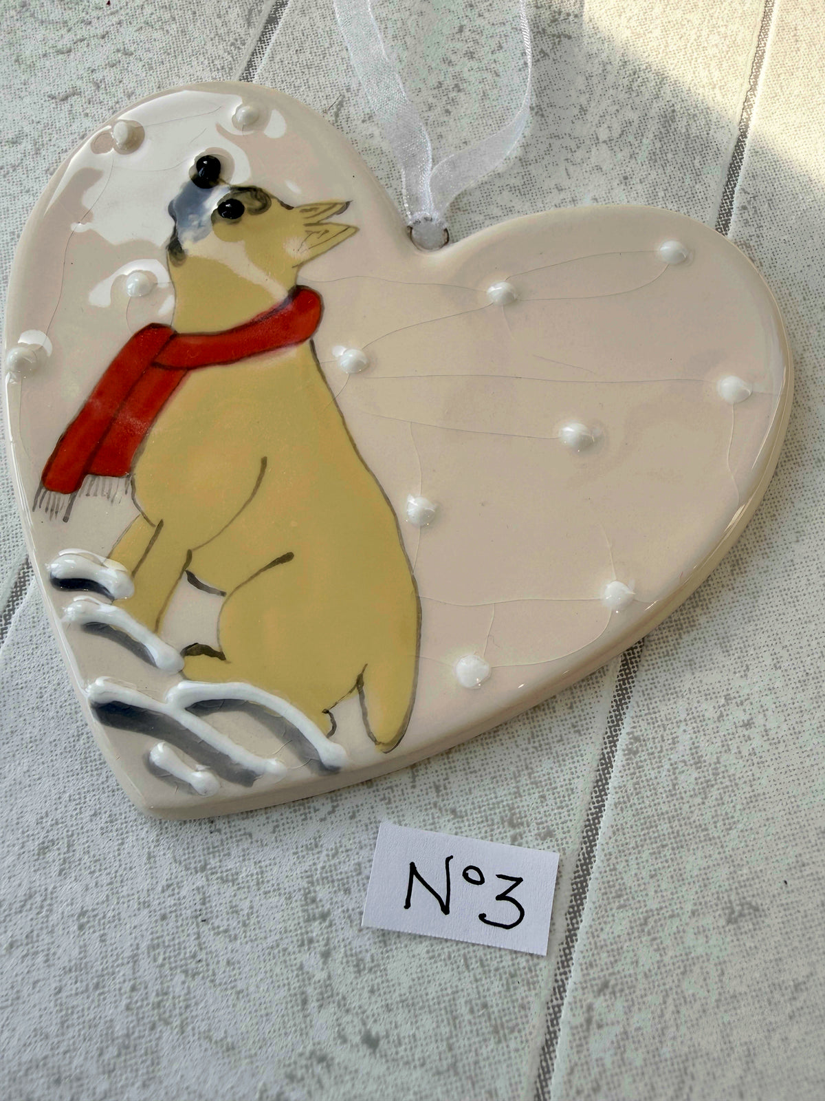 French Bulldog Fawn Hand Painted Ceramic Heart Super Seconds