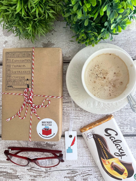 Mystery Book Gift Pack with Chocolate – Secret Book Club Surprise Read - Encounter, Terror, Retaliate, Coping - 1236