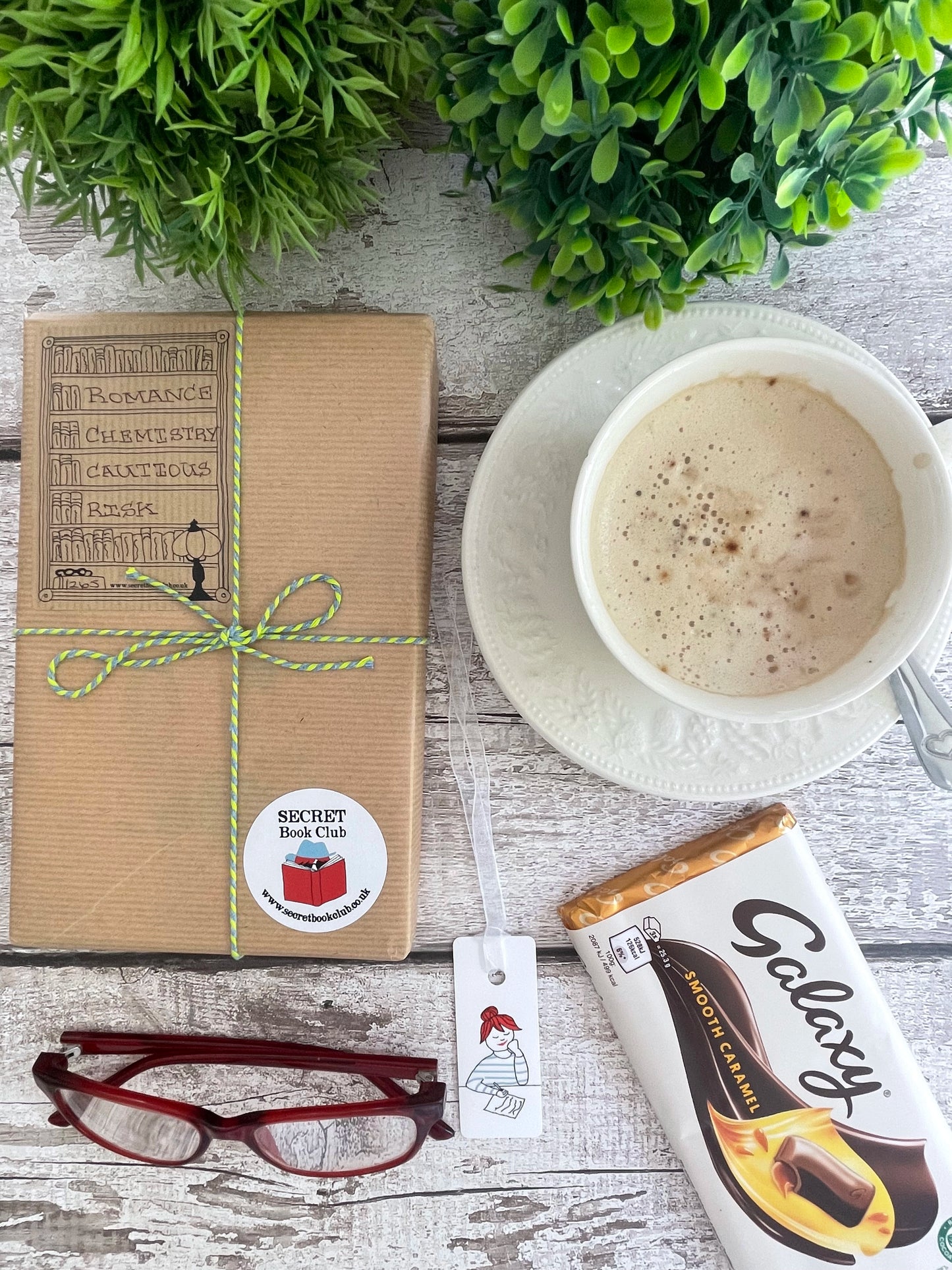 Mystery Book Gift Pack with Chocolate – Secret Book Club Surprise Read - Romance, Chemistry, Cautious, Risk - 1265