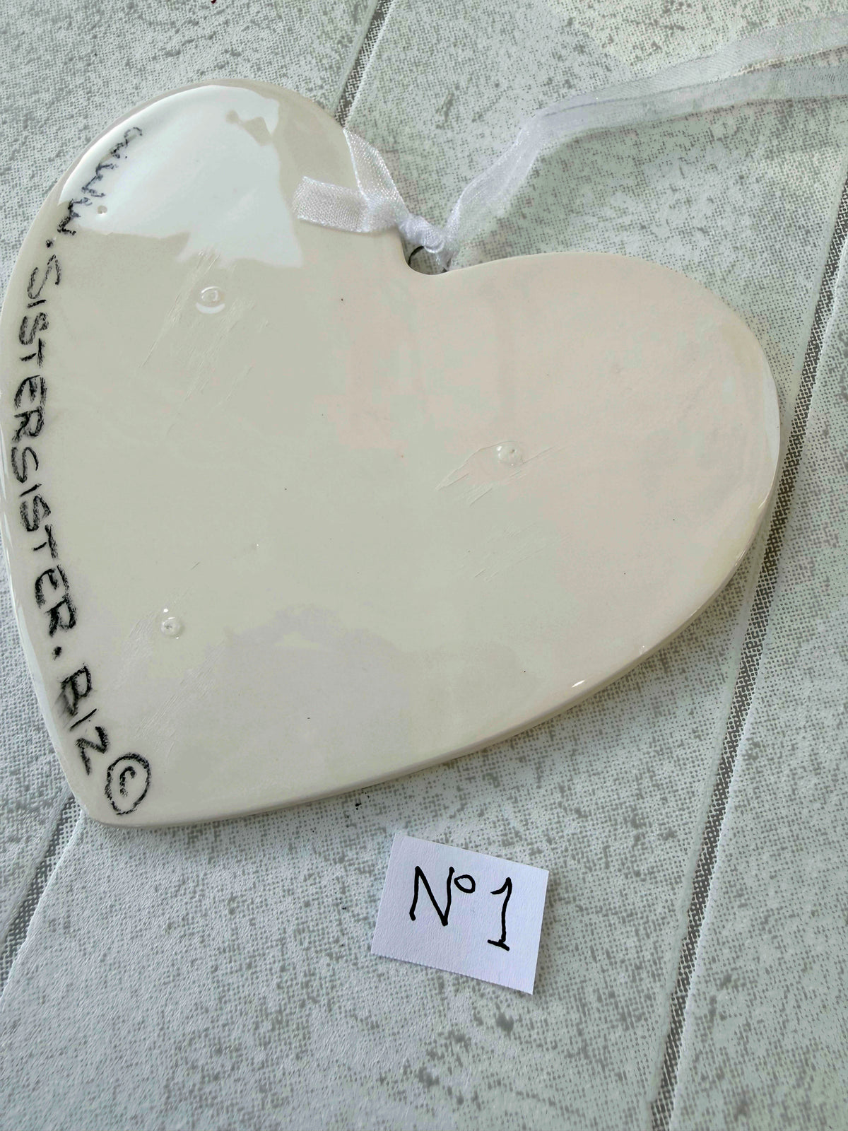 Greyhound Brindle Hand Painted Ceramic Heart Super Seconds