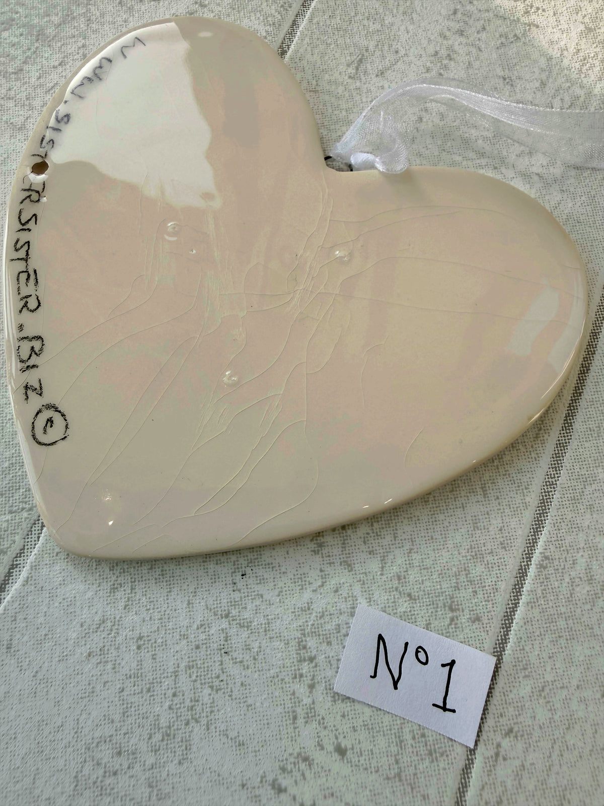 Greyhound White and Black Hand Painted Ceramic Heart Super Seconds