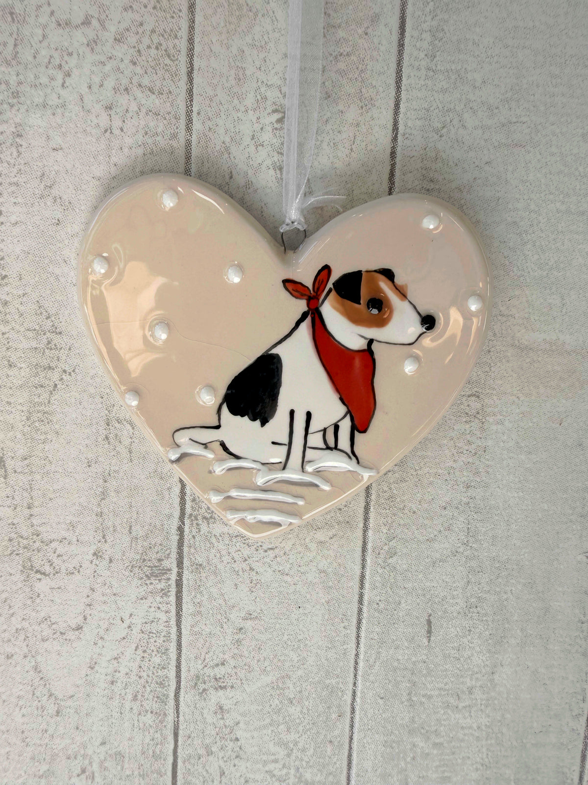 Jack Russell Tan, Black and White Hand Painted Ceramic Heart Super Seconds (Copy)
