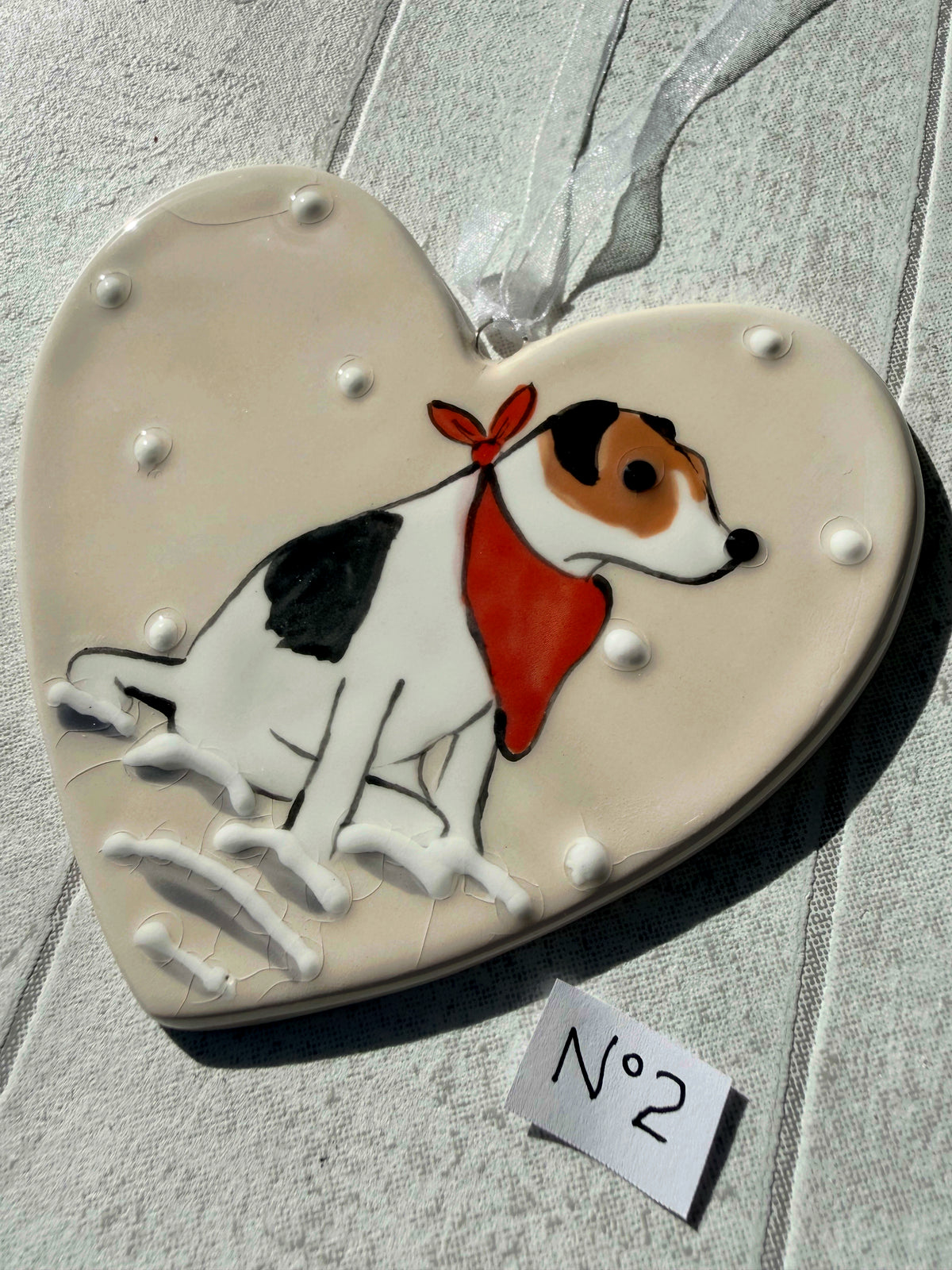 Jack Russell Tan, Black and White Hand Painted Ceramic Heart Super Seconds (Copy)