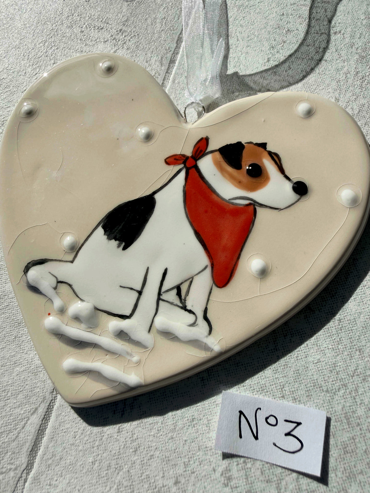 Jack Russell Tan, Black and White Hand Painted Ceramic Heart Super Seconds (Copy)
