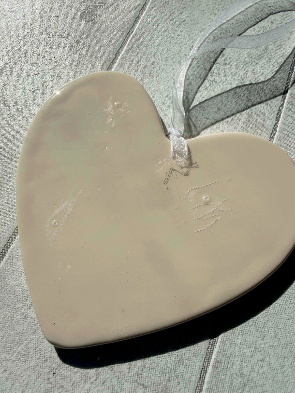 Jack Russell White and Tan Hand Painted Ceramic Heart Super Seconds