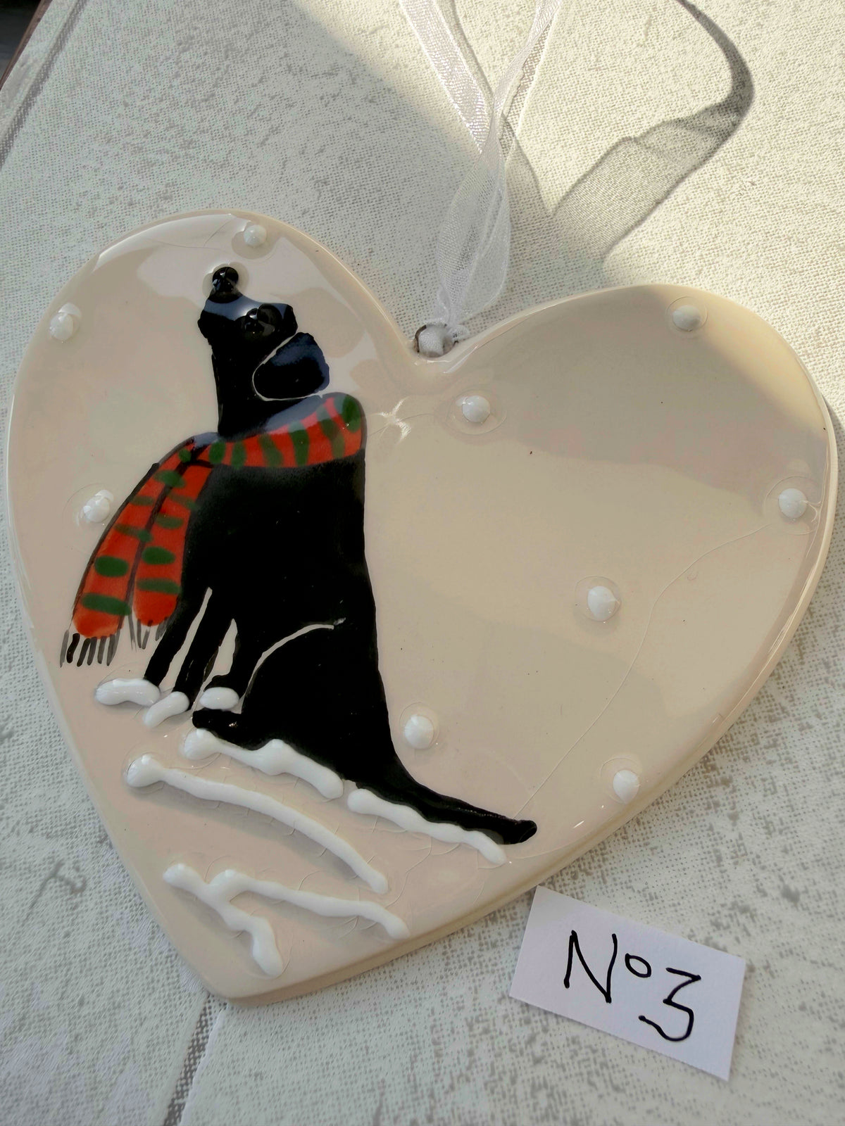 Labrador Black Hand Painted Ceramic Heart Super Seconds