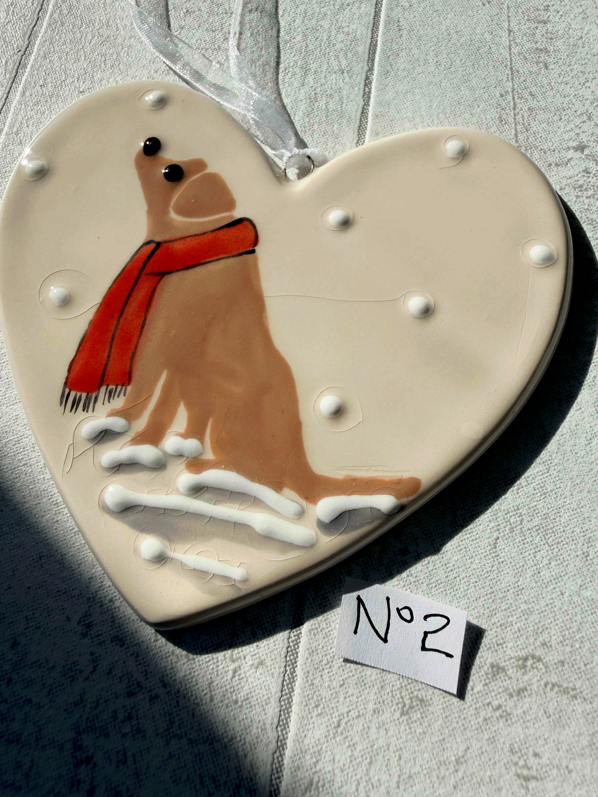 Labrador Chocolate Hand Painted Ceramic Heart Super Seconds