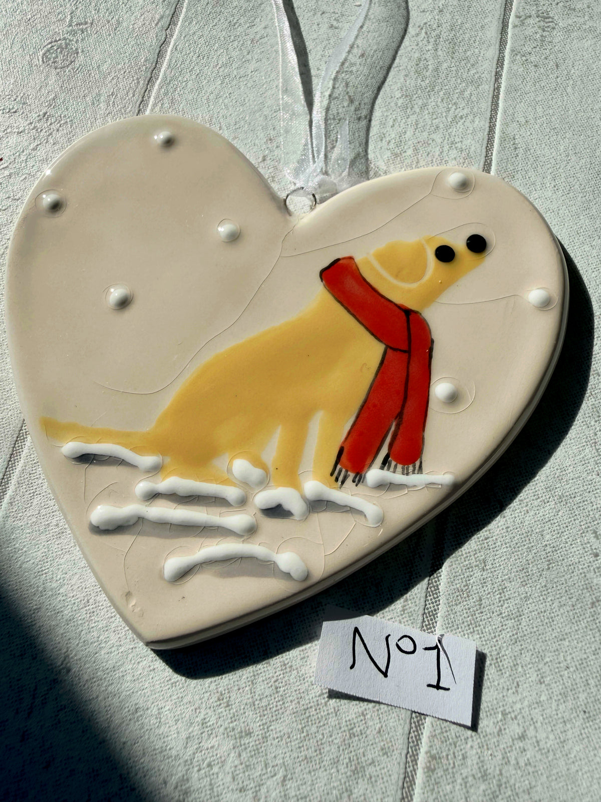 Labrador Golden Hand Painted Ceramic Heart Super Seconds