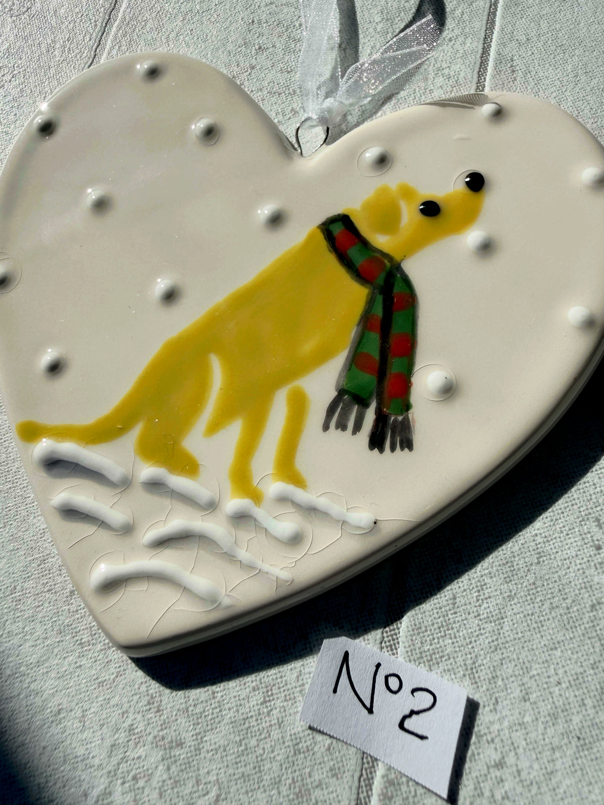 Labrador Golden Hand Painted Ceramic Heart Super Seconds