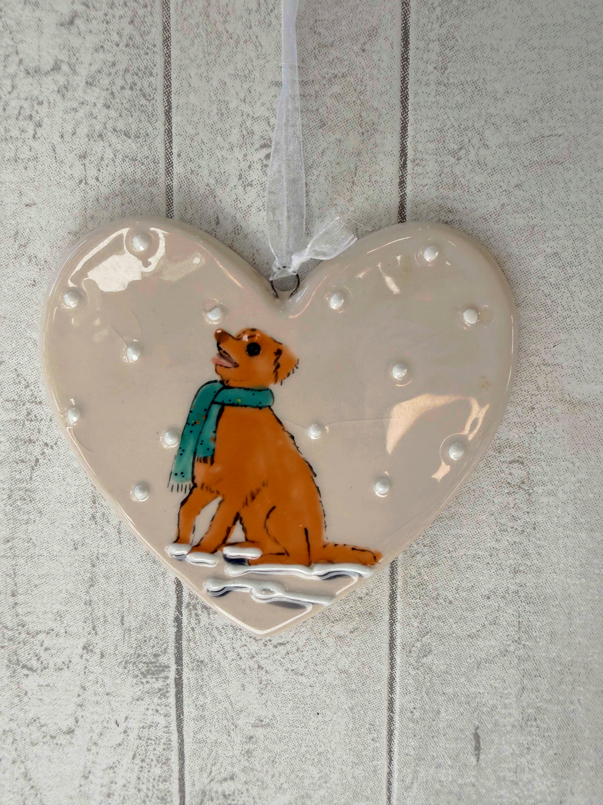 Nova Scotia Duck Tolling Retriever Hand Painted Ceramic Heart Super Seconds