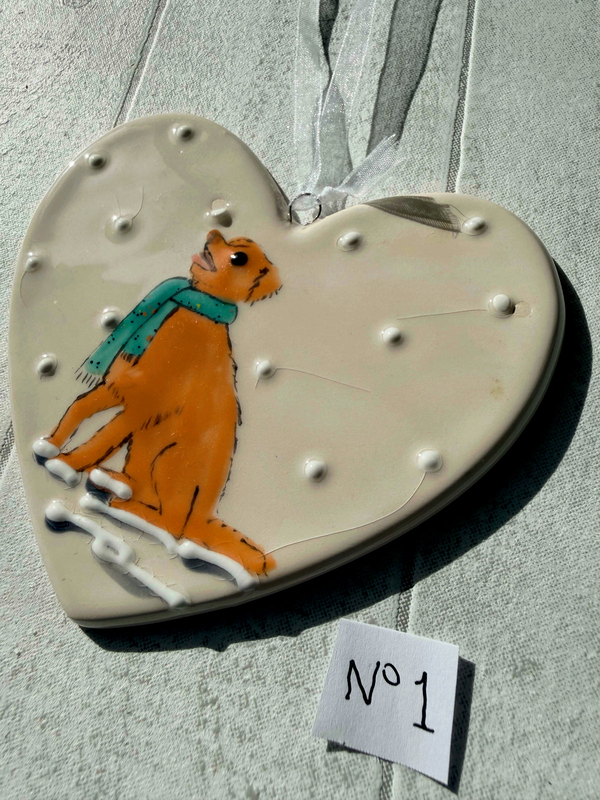Nova Scotia Duck Tolling Retriever Hand Painted Ceramic Heart Super Seconds