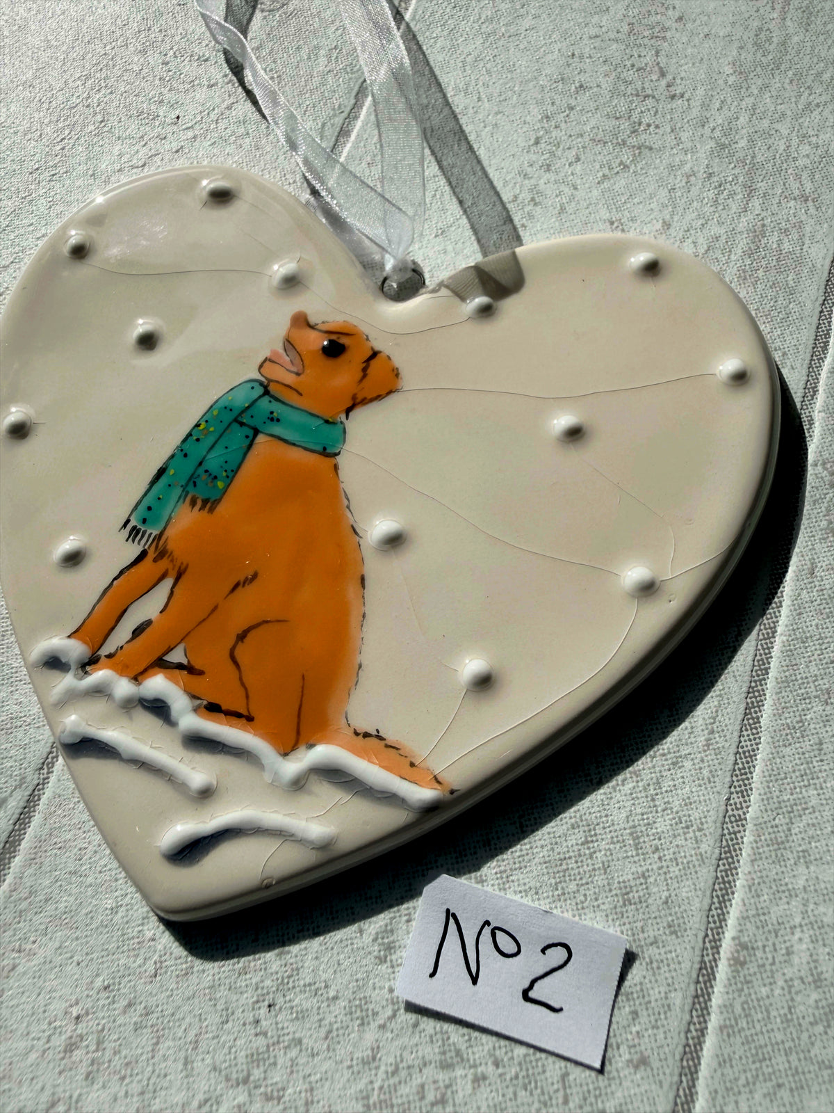 Nova Scotia Duck Tolling Retriever Hand Painted Ceramic Heart Super Seconds