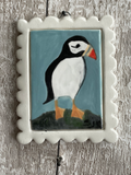 Seconds - A Mini Masterpiece - A Lonely Puffin - Handmade Ceramic Picture Frame