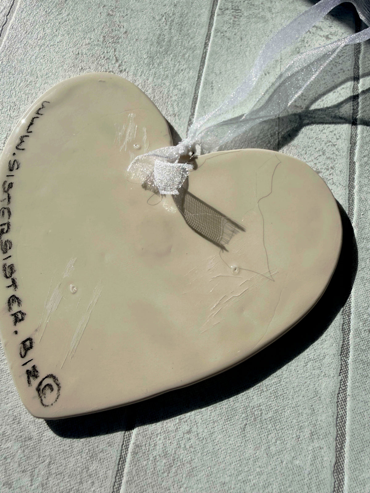 Pug Black Hand Painted Ceramic Heart Super Seconds