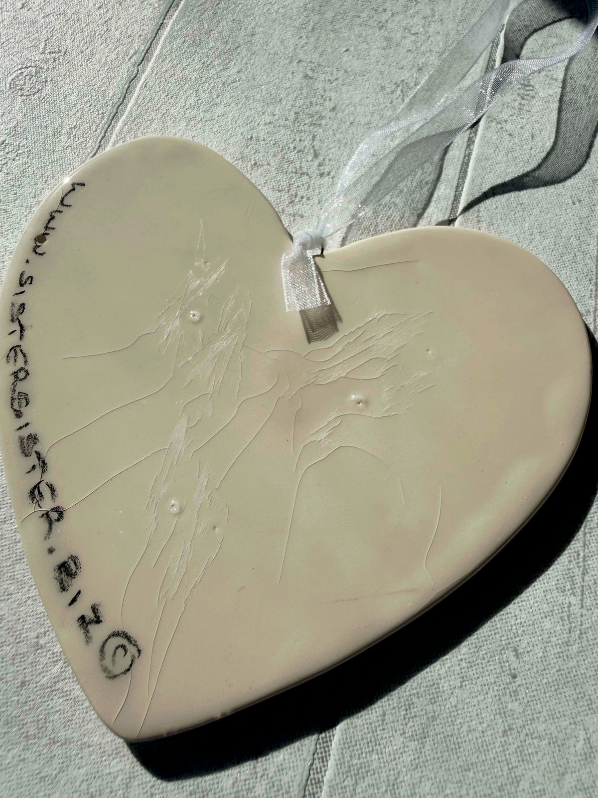 Pug Fawn Hand Painted Ceramic Heart Super Seconds