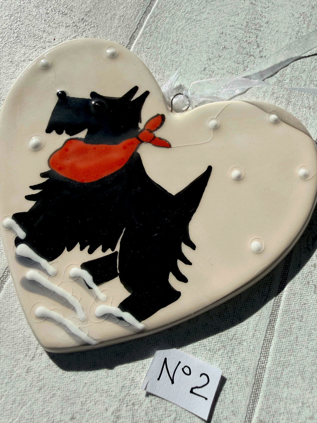 Scottish Terrier Hand Painted Ceramic Heart Super Seconds