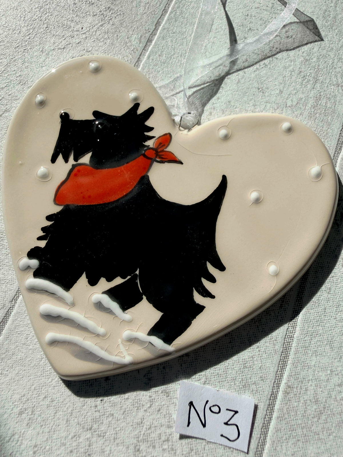 Scottish Terrier Hand Painted Ceramic Heart Super Seconds