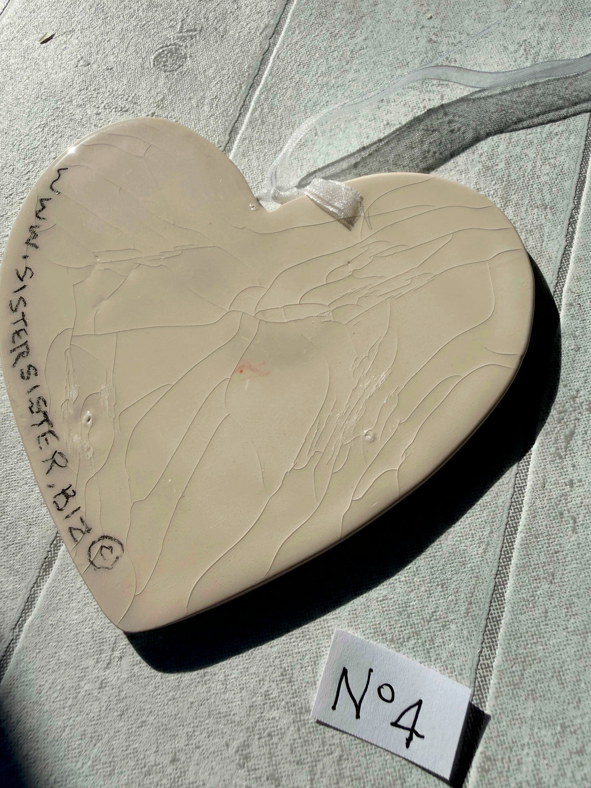 Springer Spaniel Black & White Hand Painted Ceramic Heart Super Seconds