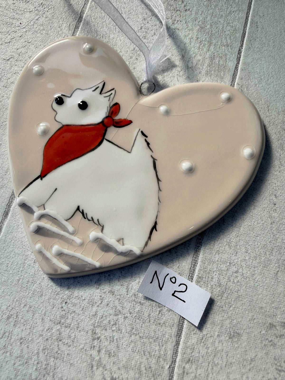West Highland White Hand Painted Ceramic Heart Super Seconds