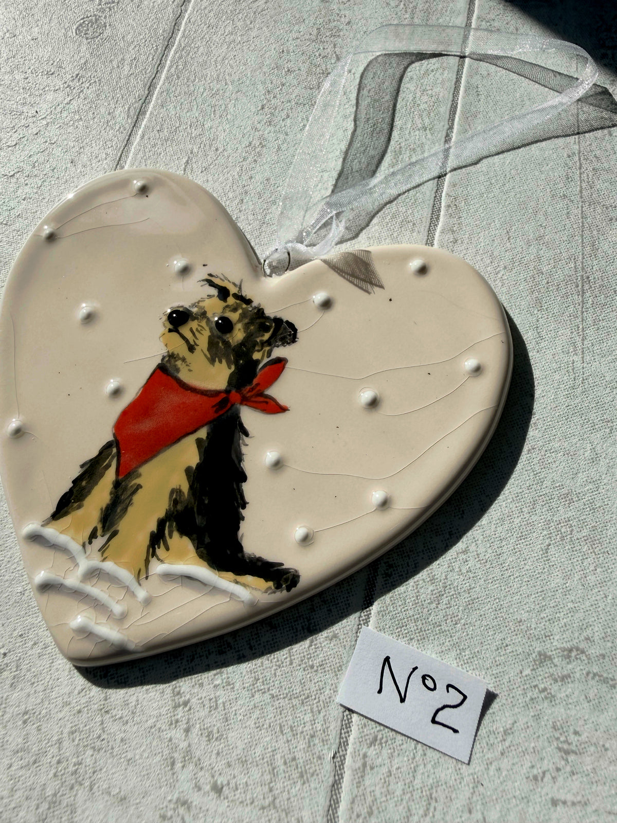 Yorkshire Terrier Black and Tan Hand Painted Ceramic Heart Super Seconds