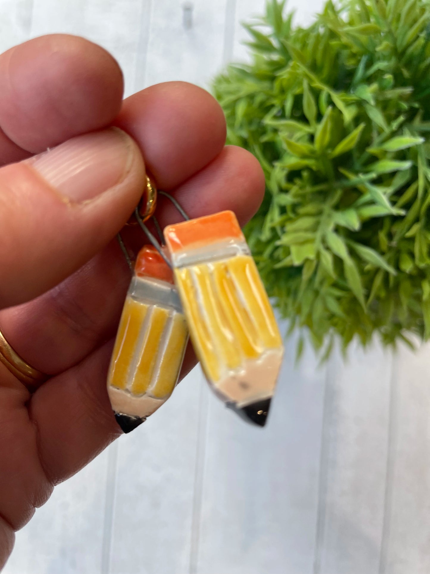 2B or Not 2B Hand-Painted Ceramic Pencil Charm, Shakespeare Pencil Duo Pendant