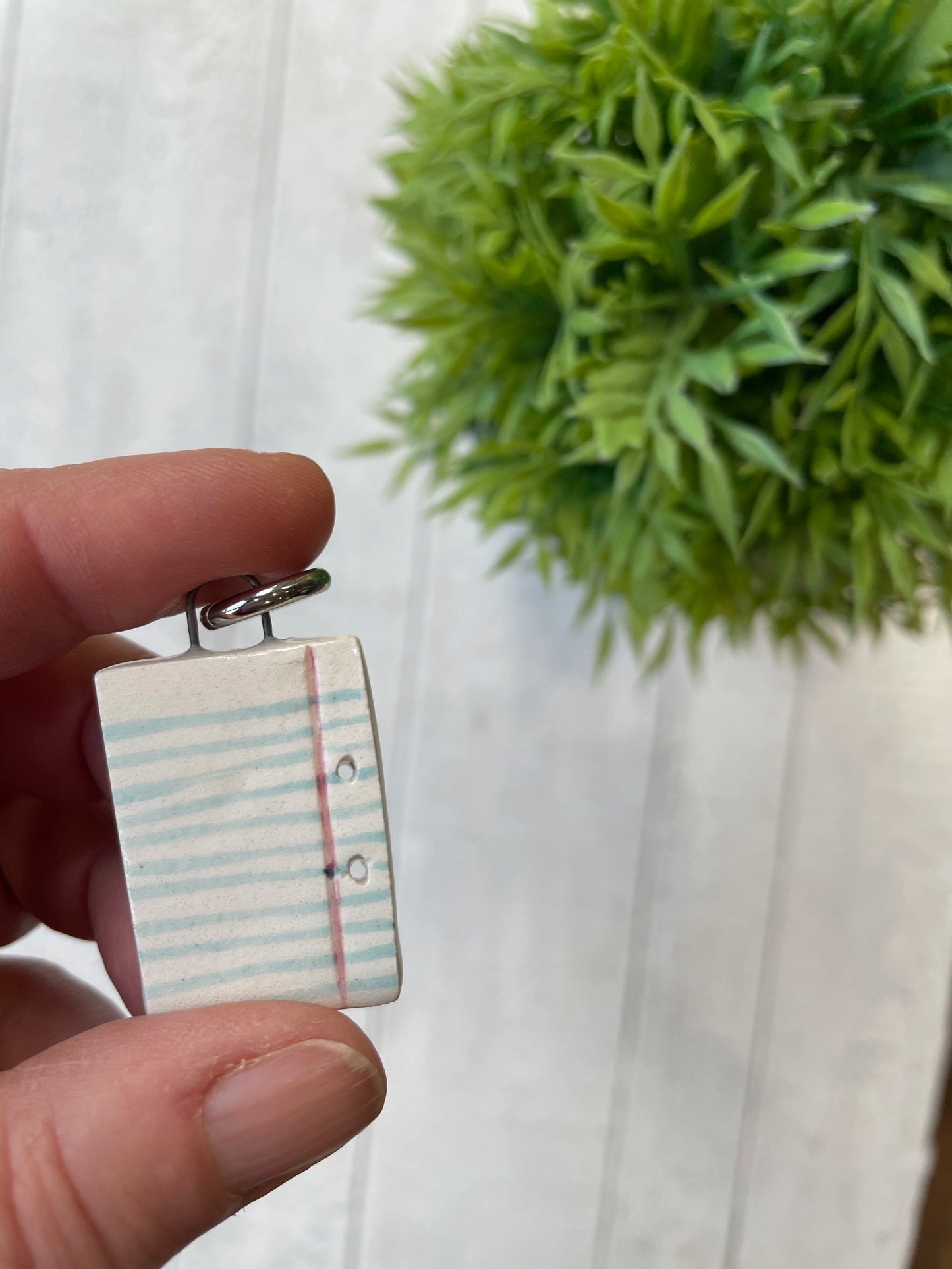 Hand-Painted “A+” Notebook Page Ceramic Charm, Retro School Paper Mini Pendant