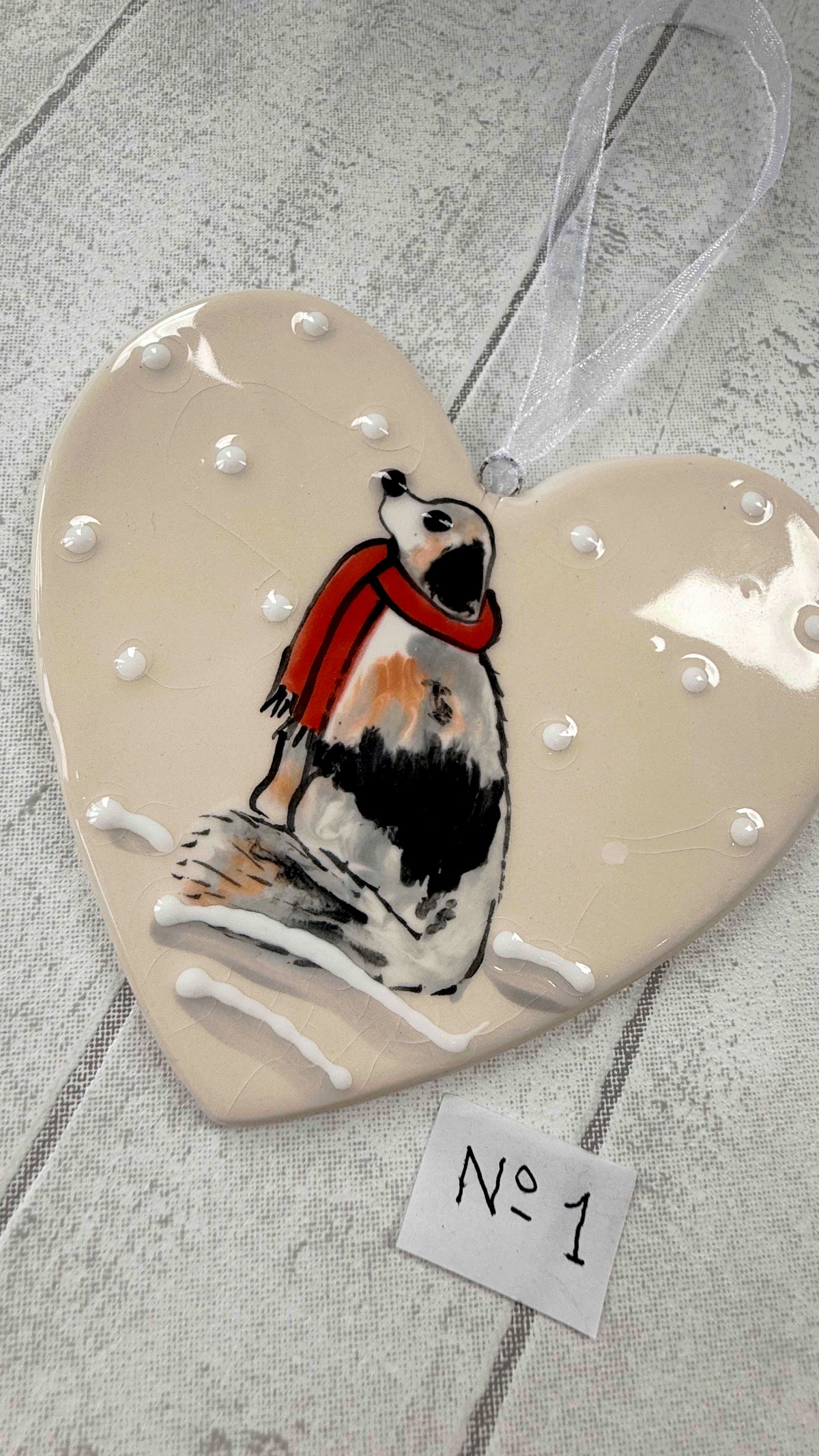 Australian Shepherd Hand Painted Ceramic Heart Super Seconds