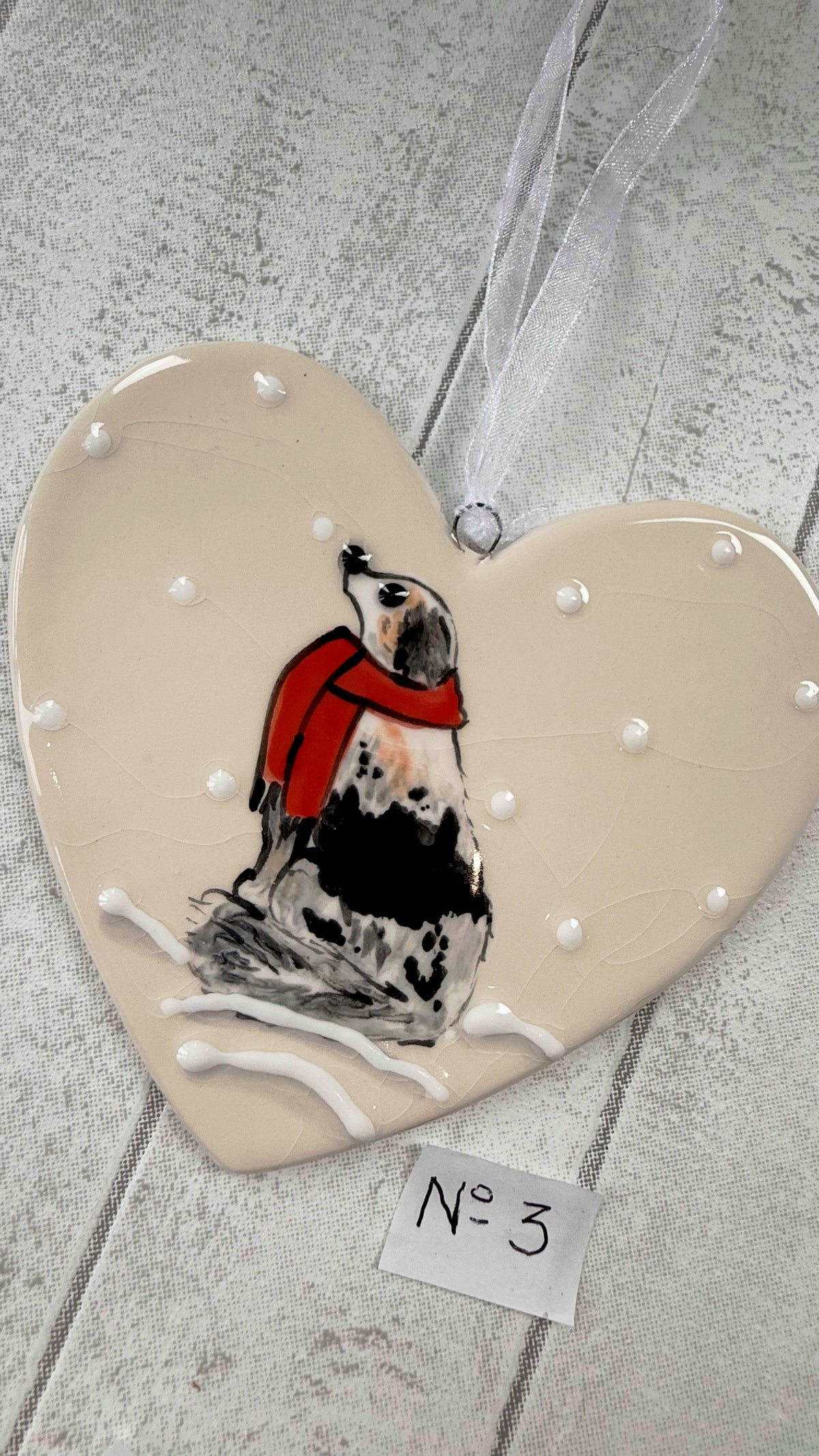 Australian Shepherd Hand Painted Ceramic Heart Super Seconds