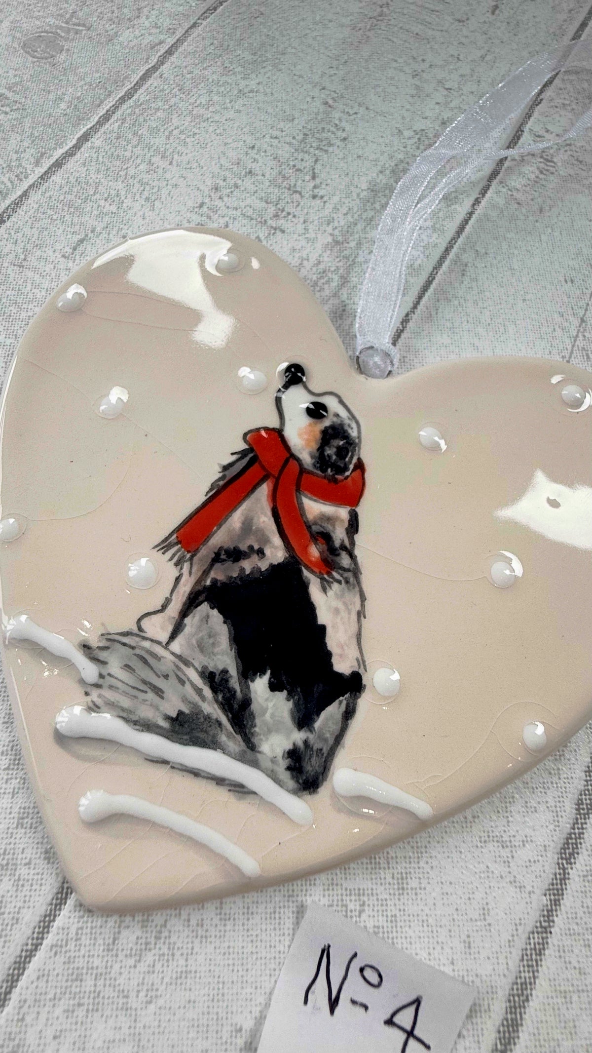 Australian Shepherd Hand Painted Ceramic Heart Super Seconds