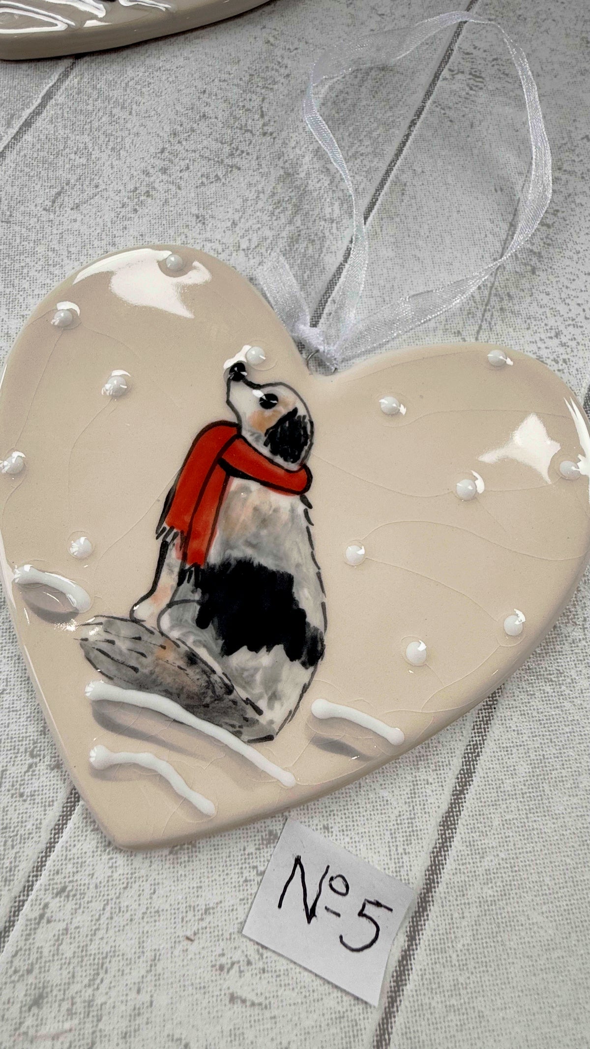 Australian Shepherd Hand Painted Ceramic Heart Super Seconds