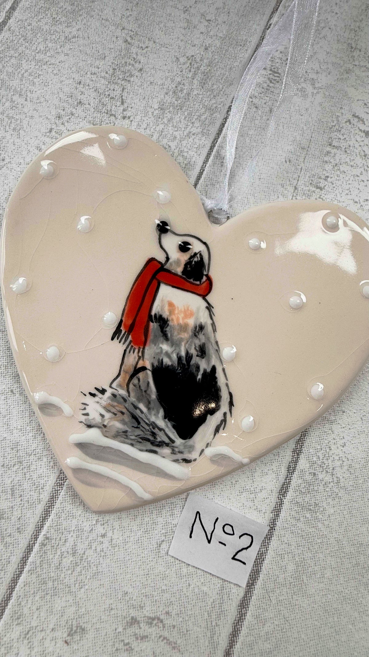 Australian Shepherd Hand Painted Ceramic Heart Super Seconds