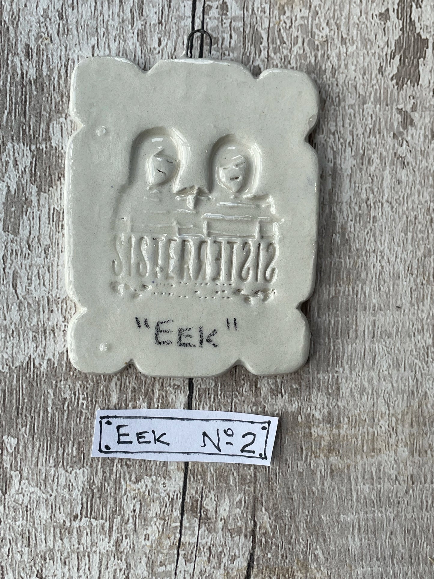 Hand Painted Ghost Mini Masterpiece “Eek” Ceramic Wall Art Sister Sister