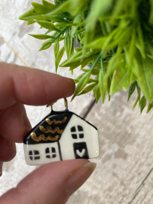 Hand Painted Little House Charm Necklace Cosy Home Jewellery