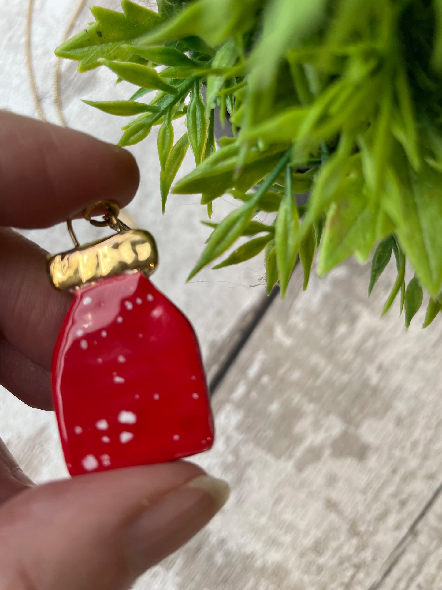 Hand Painted “Love Potion” Bottle Charm Necklace, Gold Plated Chain