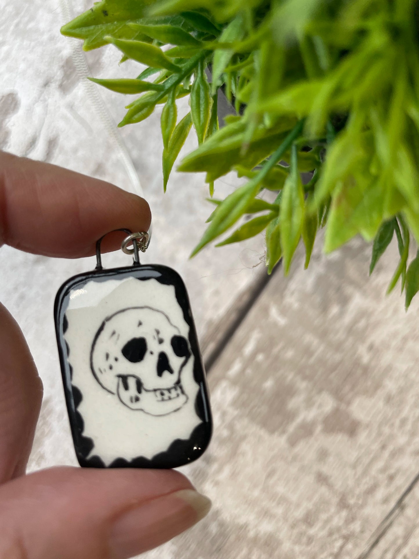 Hand Painted Skull Charm Necklace, Gothic & Quirky Jewellery