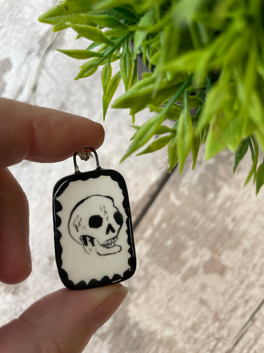 Hand Painted Skull Charm Necklace, Gothic & Quirky Jewellery