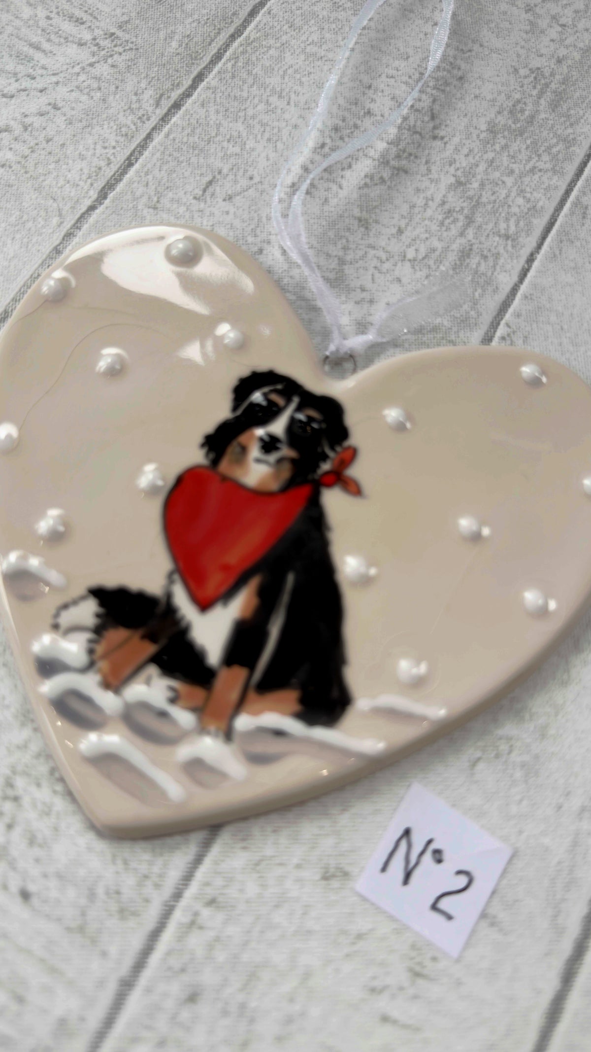 Bernese Mountain Dog Hand Painted Ceramic Heart Super Seconds