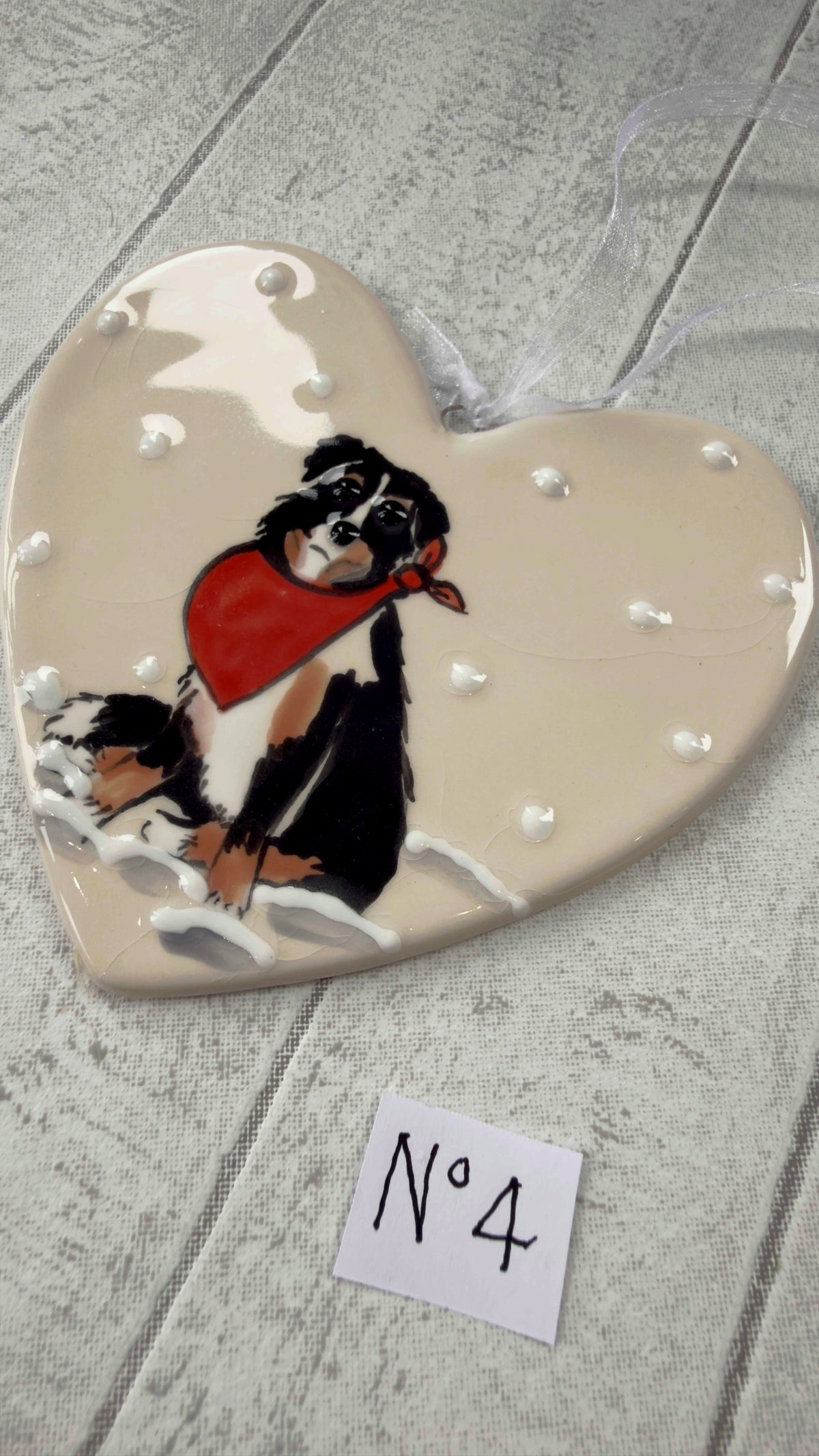 Bernese Mountain Dog Hand Painted Ceramic Heart Super Seconds