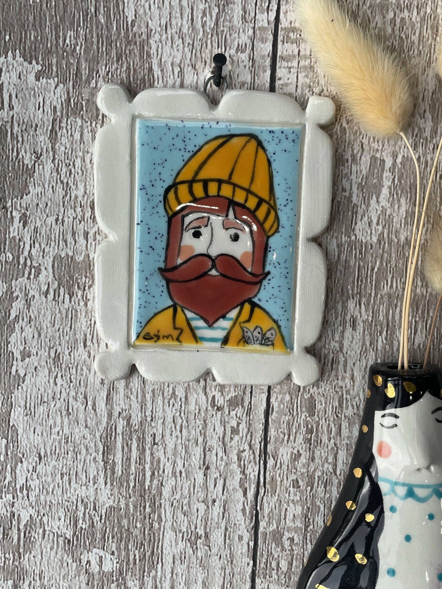 Mini Masterpiece – Milo Mariner the Hand-Painted Ceramic Sailor with Red Beard & Yellow Hat | Sister Sister