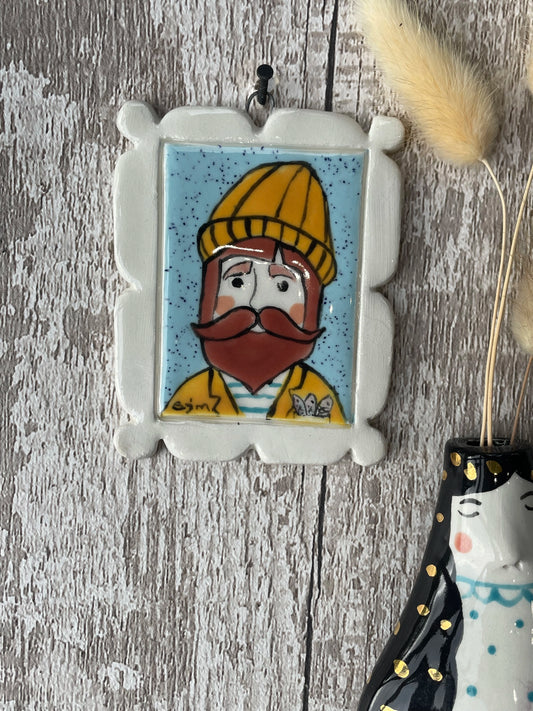 Mini Masterpiece – Milo Mariner the Hand-Painted Ceramic Sailor with Red Beard & Yellow Hat | Sister Sister