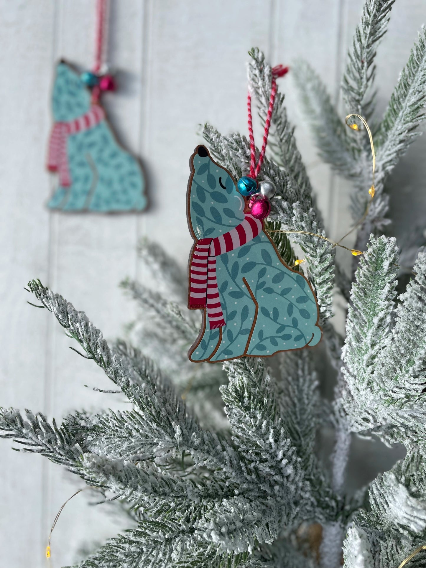 Wooden Polar Bear Christmas Decoration