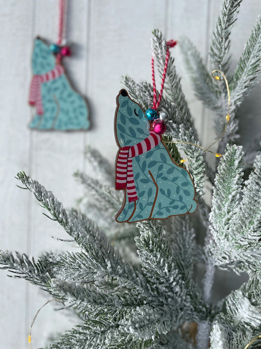 Wooden Polar Bear Christmas Decoration