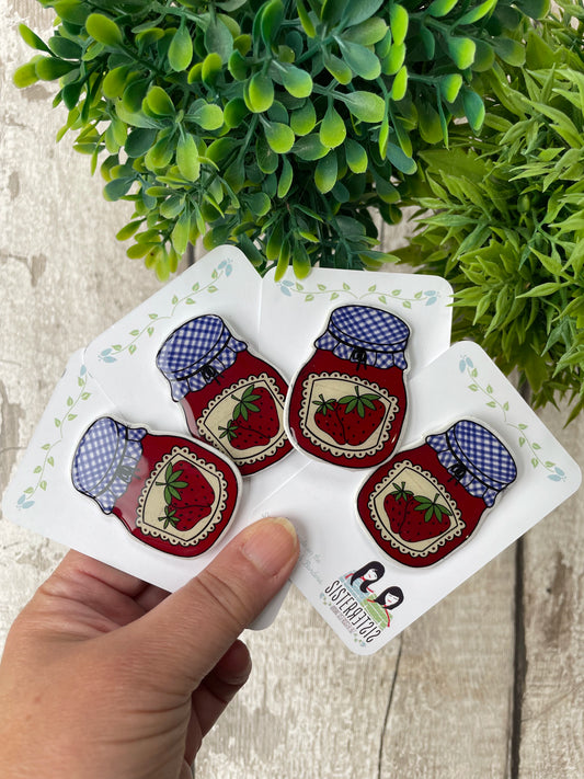 Seconds – Strawberry Jam Jar Pin Badge, Cute Foodie Enamel-Style Pin, Gift for Jam Lovers & Quirky Accessory Fans