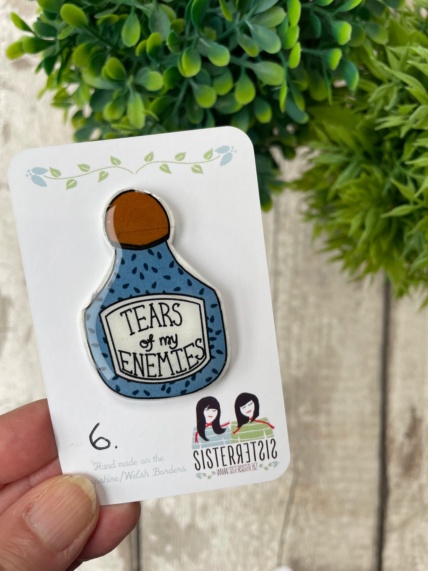 Seconds – “Tears of My Enemies” Funny Pin Badge, Quirky Enamel-Style Accessory, Gift for Friends Who Love Sarcasm & Humour