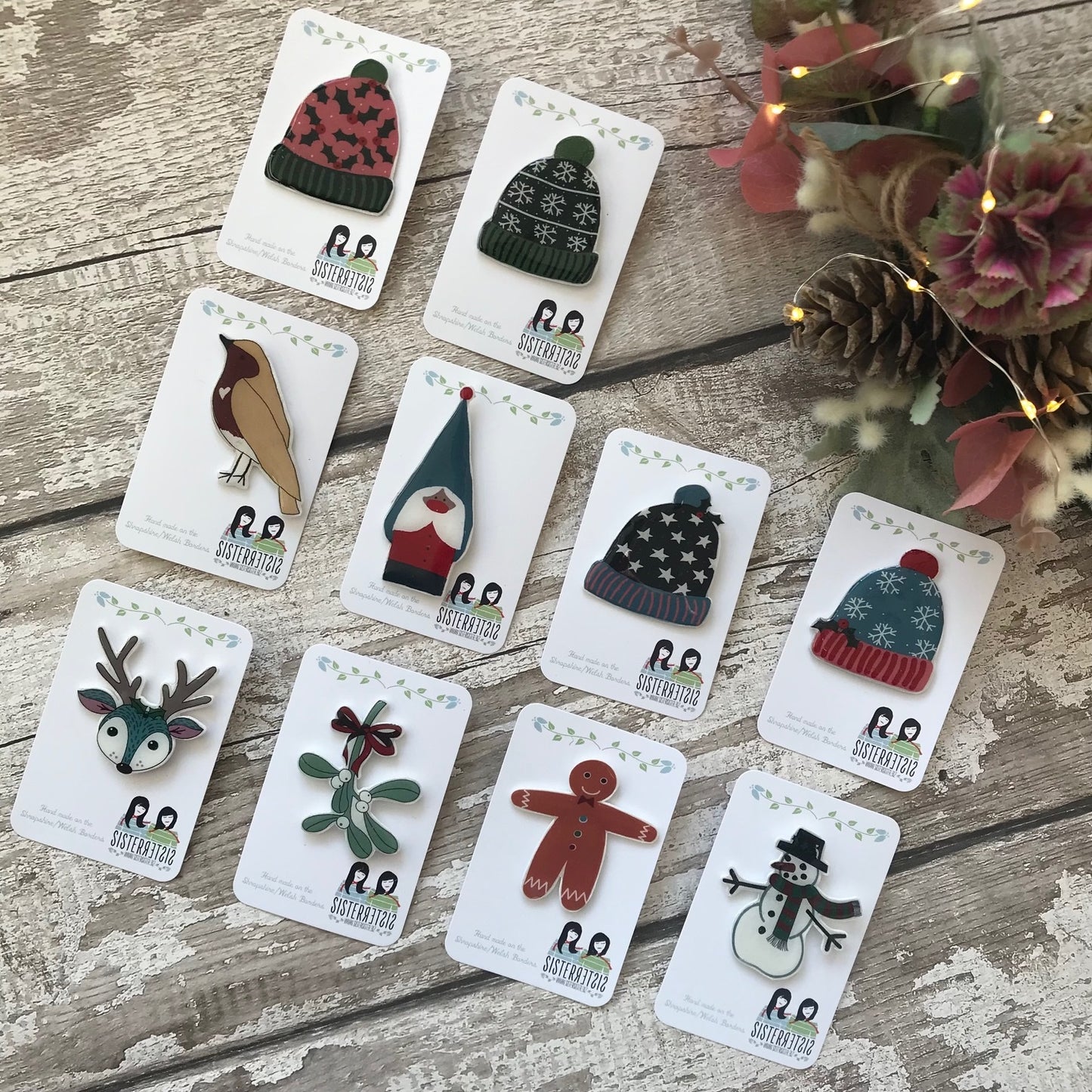 Christmas Scandi Santa Handmade Pin