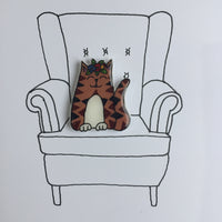 Cat - Brown Tabby Cat Handmade Pin