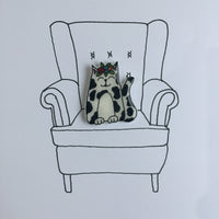 White & Black Cat Handmade Pin