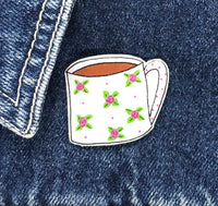 Vintage Rose Bud Mug Handmade Pin