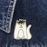 Cat Handmade Pin - White Cat Pin